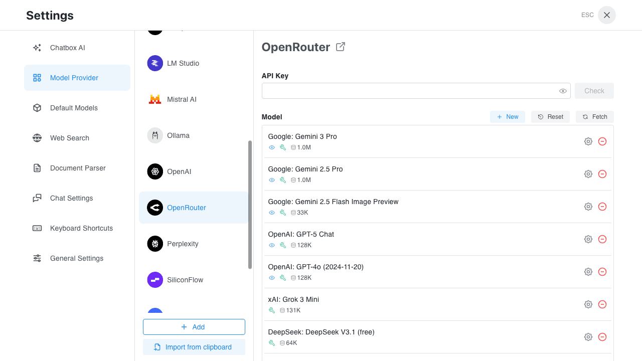 Select OpenRouter